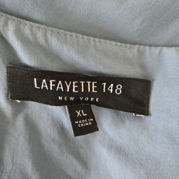 LAFAYETTE 148 NEW YORK DRESS WOMEN MIDI BLUE LAGEN MINIMALIST COASTAL SIZE XL - Picture 10 of 11